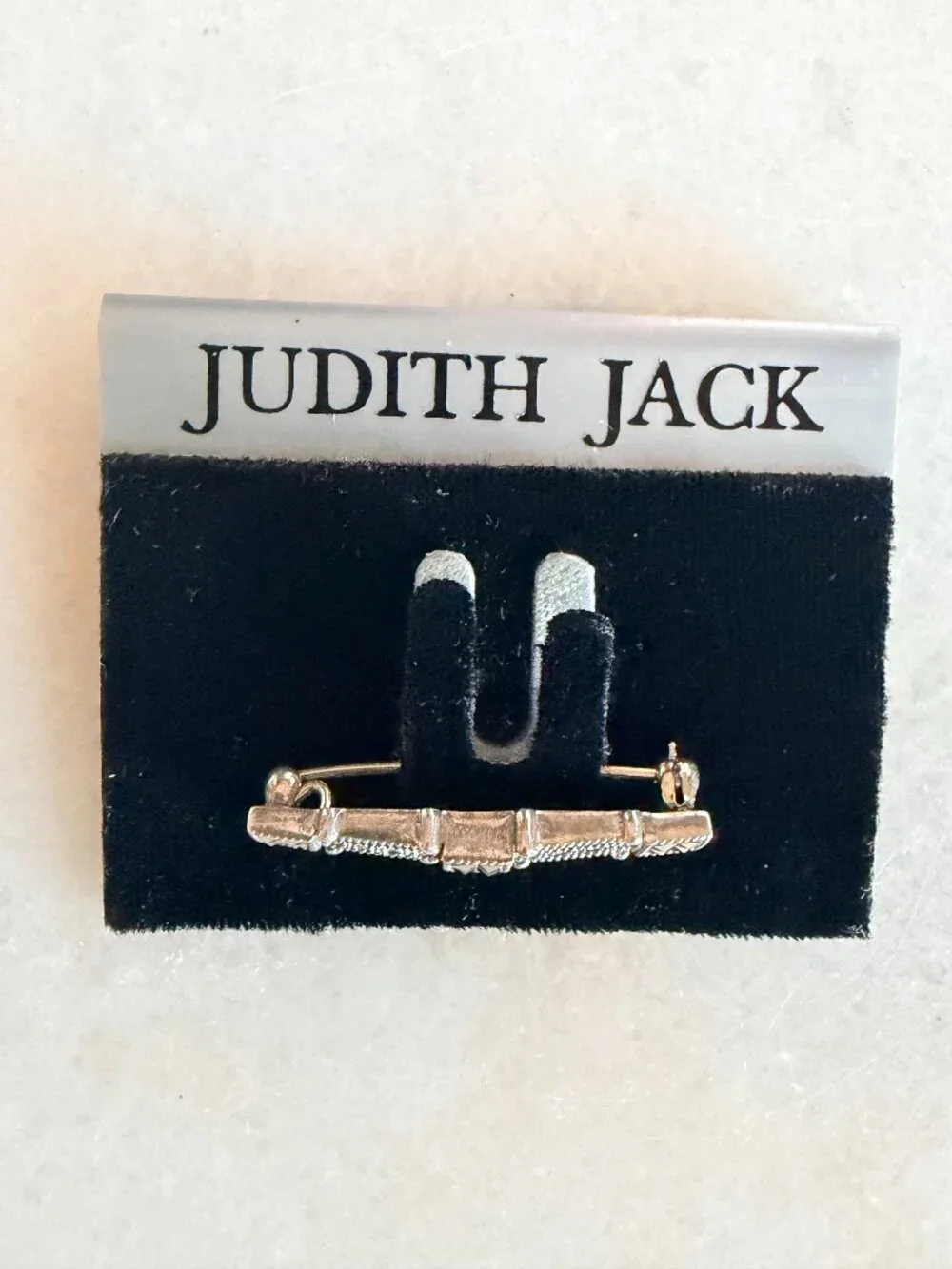 Judith Jack Sterling Silver Marcasite Bar Brooch | Vintage Art Deco Style Pin